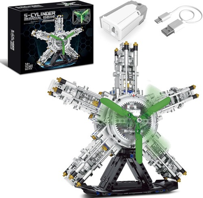 #ad 5 Cylinder Radial Engine Building Set Build Your Own Mini Military Plane Engine $76.15