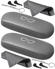 Glasses Case, 2 Pack Unisex Hard Shell Eyeglass Case PU Leather Hard Eyeglass...