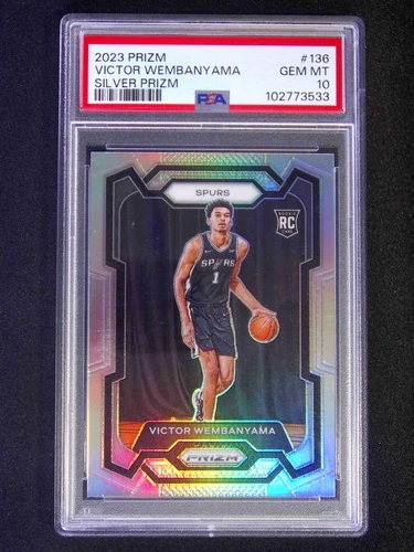 2023-24 Panini Prizm Victor Wembanyama #136 RC Rookie Silver PSA 10 #r02