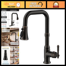 Vintage Kitchen Sink Faucet with Pull Down Sprayer, Single Handle, Easy Install