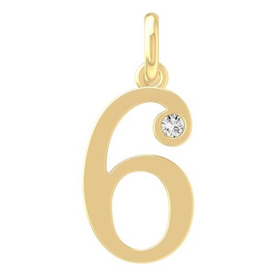 Lab Grown Diamant 10K Gelbgold Nummer 6 Halskette 18'' Silber Kabel Kette