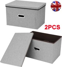 2Pcs Foldable Storage Box with Lids 45x30x30cm Large Collapsible Storage Cube UK