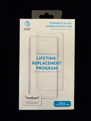 AT&T PureGuard Tempered Glass Screen Protector for iPhone 12 / 12 Pro / 11 / XR