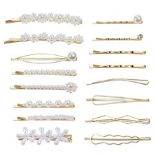 16pcs Vintage Pearl Barrettes for Women Combination Pearl Hair Clip