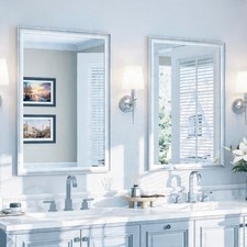 USHOWER 2 Pack Brushed Nickel Bathroom Mirrors 24x36" Metal Frame Vanity Mirror