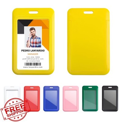 Lanyardio Yellow-4 Vertical ID Badge Holders 2 Pack