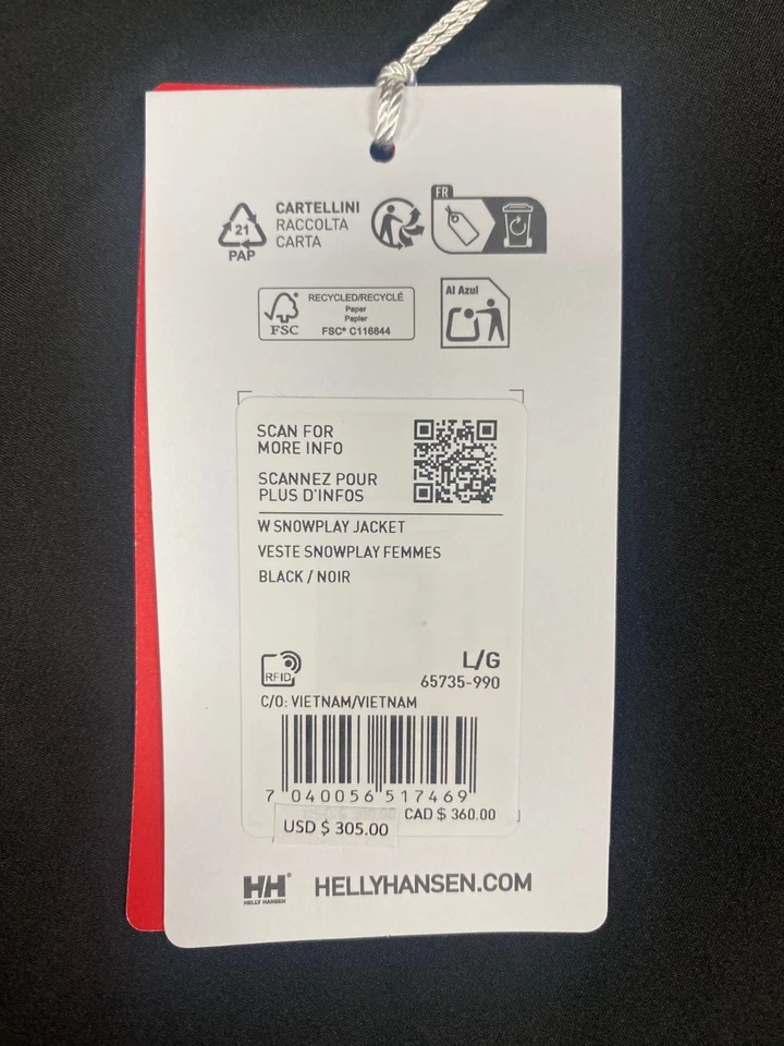 Chaqueta para mujer Helly Hansen aislante Snowplay NEGRA $305, talla: L Foto 2 de 4