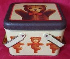 Teddy Bear Tin With Handles Vintage 1983