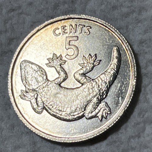 1979 Kiribati 5 cents Coin Stump-Tailed Gecko Wildlife Lizard