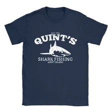 Quints Shark Fishing Mens T-Shirt Jaws Funny Vintage Look Gift Movie Top