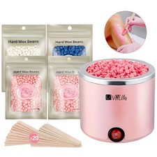 Hard Wax Beads Hair Removal Kit 4 Pack Wax Warmer Bikini Face Body At Home