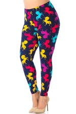 Buttery Smooth Colorful Unicorns Extra Plus Size Leggings - 3X-5X