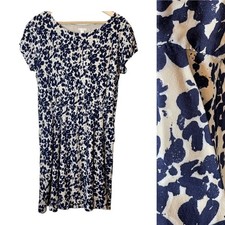 Gap Short Sleeve Abstract Floral Dress Pockets Small Tall Modest