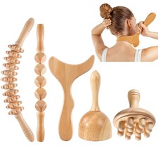 5 PCS Wood Therapy Massage Tools - Professional Maderoterapia Set for Body Co...