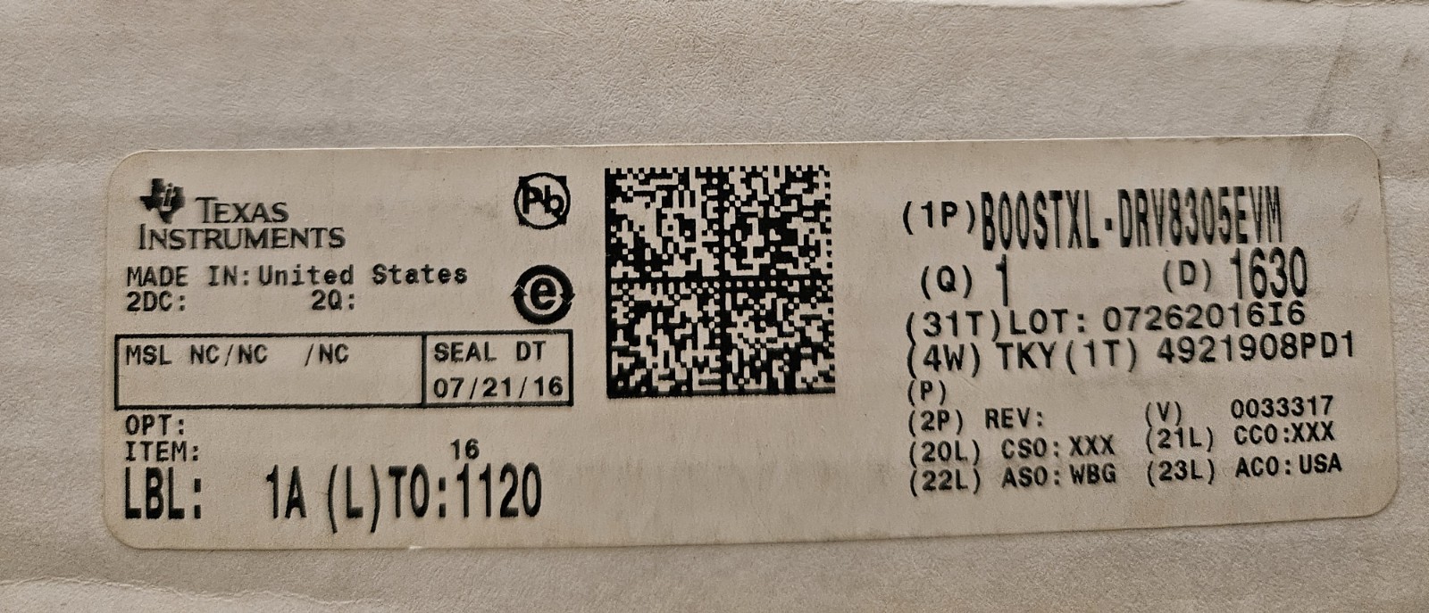 TEXAS BOOSTXL-DRV8305EVM Module d'Évaluation de Moteur Triphasé