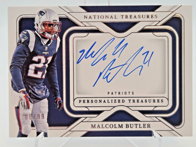 2024 National Treasures Malcolm Butler Personalized Auto On Card 8/99 Patriots