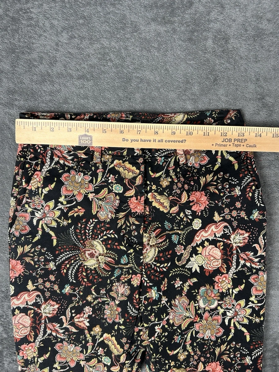 Pantalones elásticos H&M para mujer negros con estampado floral multicolor talla 6 boho