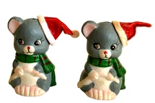 Christmas Mouse Pie Bird Vents Scarf Santa Hat Baking Funnel Cute Mice Vintage