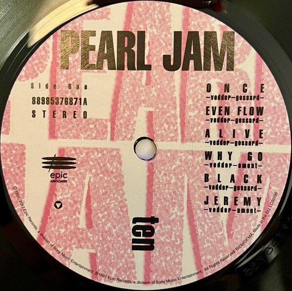NEW PEARL JAM - TEN Vinyl LP Epic 88985376871 (1991) on