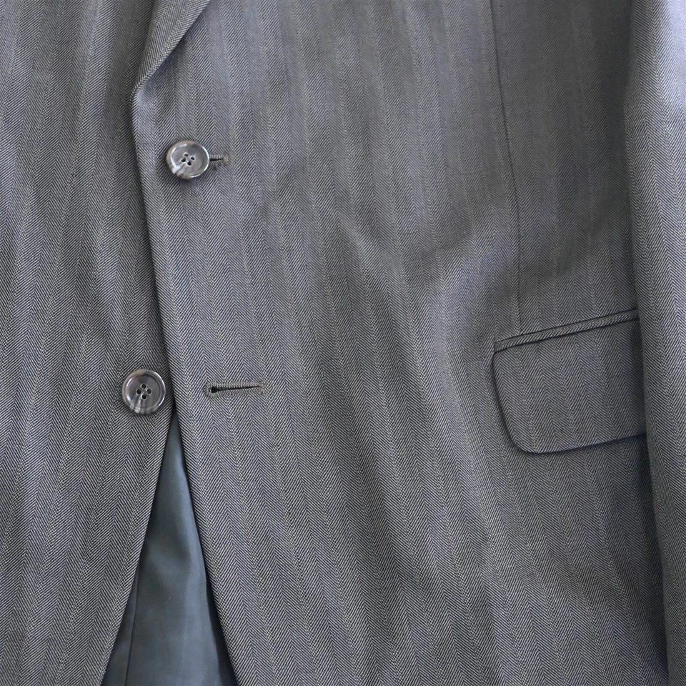 Jones New York 46L 34x30 Marrón Espiga 100% Lana Hombre Chaqueta Pantalones Traje Foto 3 de 4