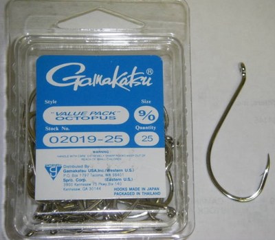 GAMAKATSU OCTOPUS SALTWATER FISHING HOOKS ''VALUE PACK'' NICKEL 02019-25 SIZE 9/0