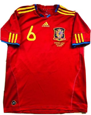 Maillot Espagne Soccer Iniesta #6 Domicile 2014 - Vintage, Homme XL - Rouge
