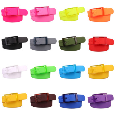 Ladies Silicone Belt Rubber Plastic Buckle Candy Color Metal