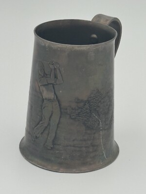 Wendell August Forge Handmade Etched Golf Stein Mug Cup 5'' Trophy Display