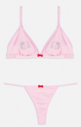 Hello Kitty Bralette Thong Underwear Bra Set Size 6-16 XS-L - Afbeelding 1 van 2