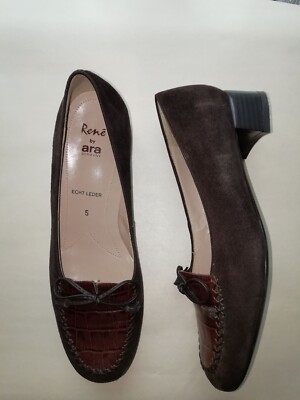 Rene by Ara Pumps Gr. 5 (38), dunkelbraunes Nubuk-Leder mit 3,5cm Absatz