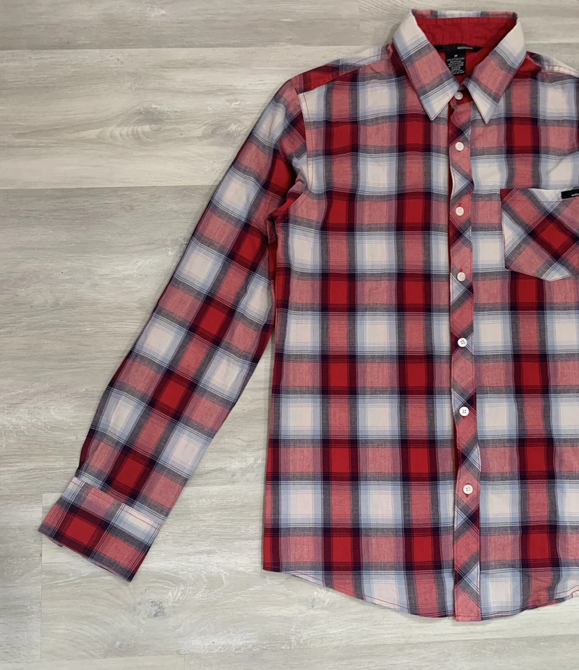 Ambiguous Shirt Mens Medium Multicolor Plaid Button Up Long Sleeve Skateboard - Image 4 of 4