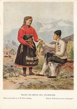 Carte postale OLD POSTCURE NORVÈGE NORWAY NORGE MANN OG KONE FRA TELEMARK