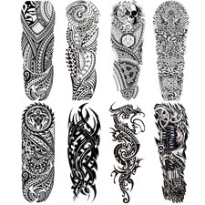 Tatuajes falsos tribales polinesios de brazo completo para hombres y mujeres