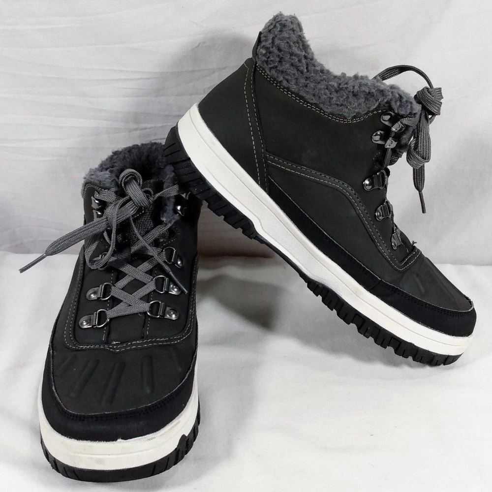 Weatherproof Slope Memory Foam Men's Sneaker Boots Knit Collar - Grey - 10