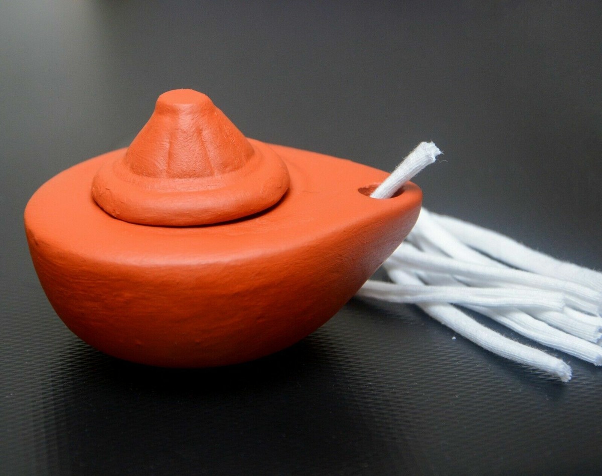 Clay Lamps Home Room Décor Oil Lamp Handmade Separate Lid Free 20
