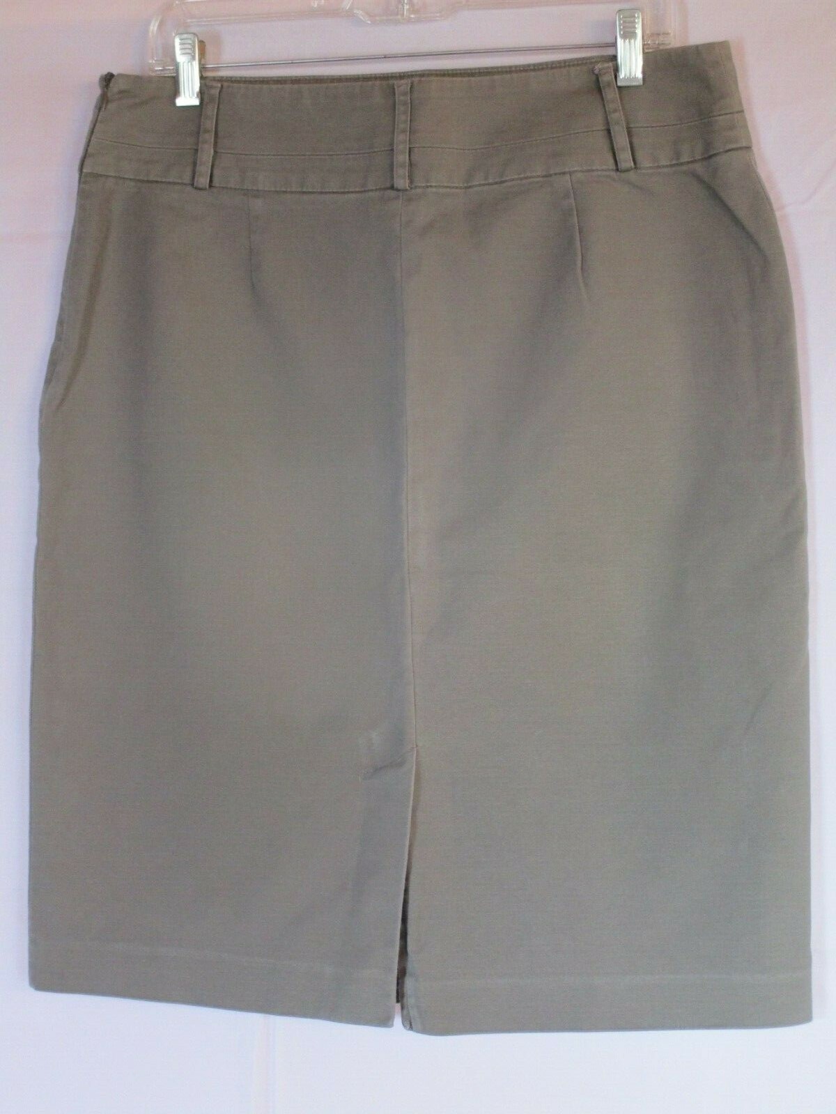 Sandro Studio Women's Mid-Length Stretch Cotton Pencil Skirt Army Green Size 12 image 4