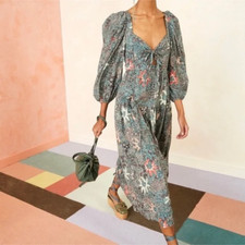 Ulla Johnson Kemala Dress in Floral Malachite Green, Size 4