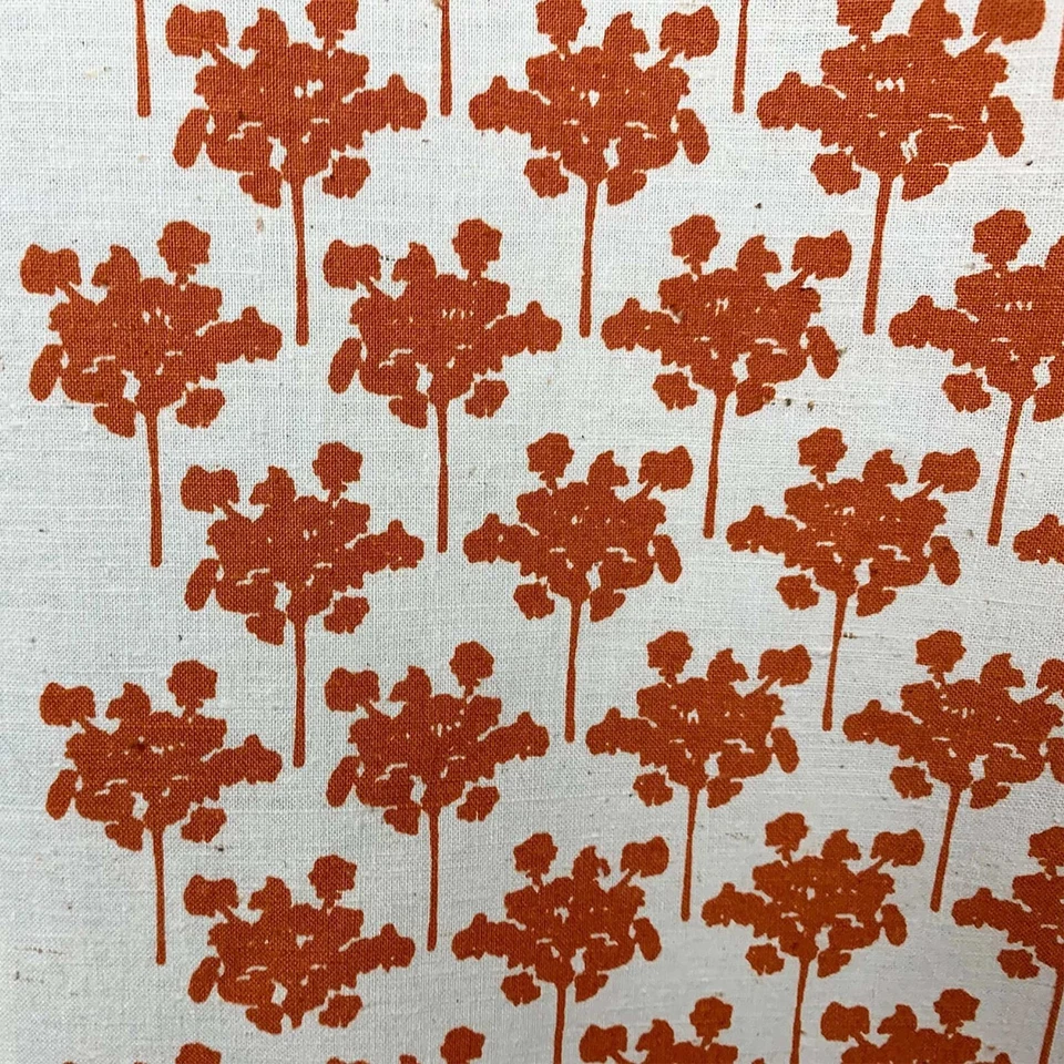 Marimekko Vintage Presiosa Naranja Flor Árboles 100% Algodón Tela Escandinavia Foto 3 de 4