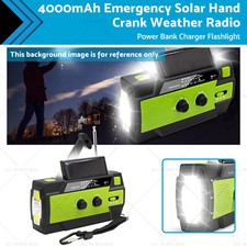 4000mAh Emergency Solar Hand Crank Weather Radio Power Bank Charger Flash Light