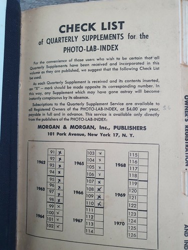 Photo Index Lab Lifetime Edition Morgan & Morgan Publishers 1962 English Edition - Picture 5 of 12
