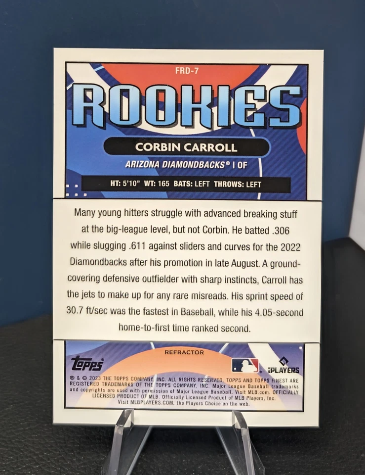 2023 Topps Finest Corbin Carroll RC ROOKIES #/99 #FRD-7 Arizona Diamondbacks 🐍 - Image 2 of 2