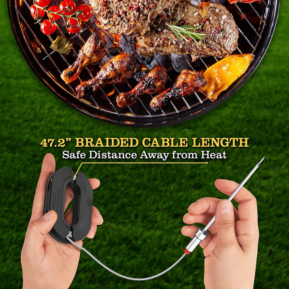 Bluetooth Meat Thermometer for Grilling and Smoking with 6 Wireless Meat Probes,