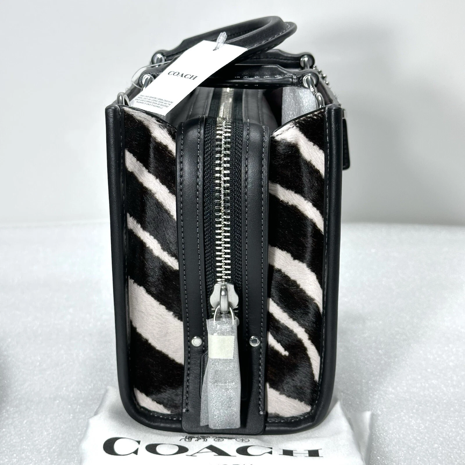 Coach Rogue 20 manico superiore zebrato pelo di vitello stampa animalier nuovo con etichetta cm564