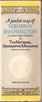 Map National Geographic A Pocket Map of Suburban Washington 1948