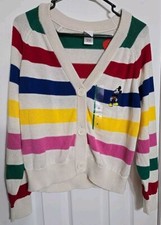 Disney 100 Retro Reimagined Striped Cardigan Sweater Mickey Mouse NWT Size: M
