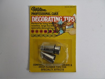 Vtg Wilton Cake Decorating Tips Rose, Basketweave, Drop Flower 1970s New NIP