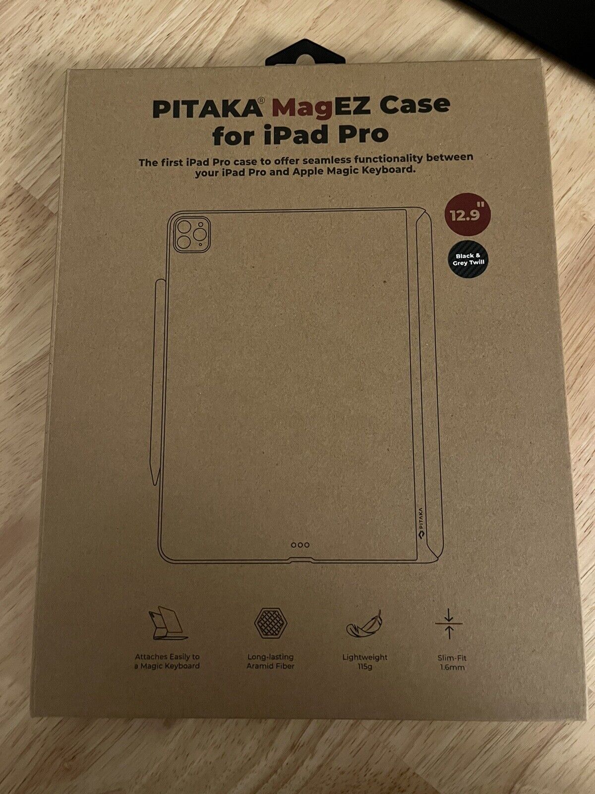PITAKA Magnetic Case for 2021 iPad Pro 12.9" 5th gen [MagEZ Case 2] Ultra Thin a