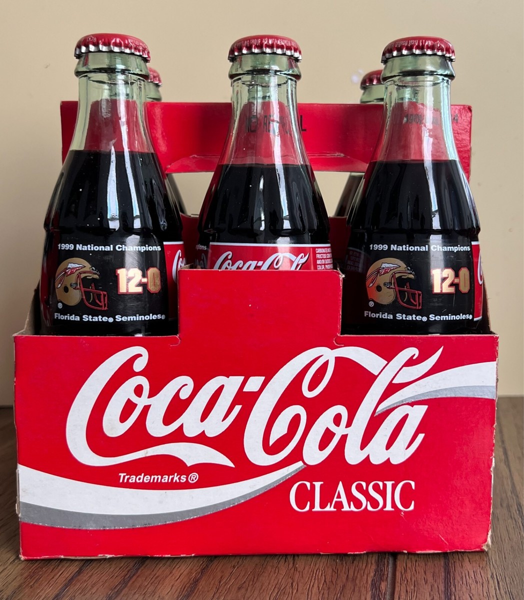 Coca-Cola コカコーラ USA製 1989 穴開け縁加工無しオリジナル版 1999 Coca Cola 6-Pack 8oz Florida Seminoles National Champions