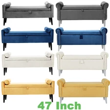 47inch Modern Storage Bench Upholstered Ottoman for Bedroom End of Bed Footstool