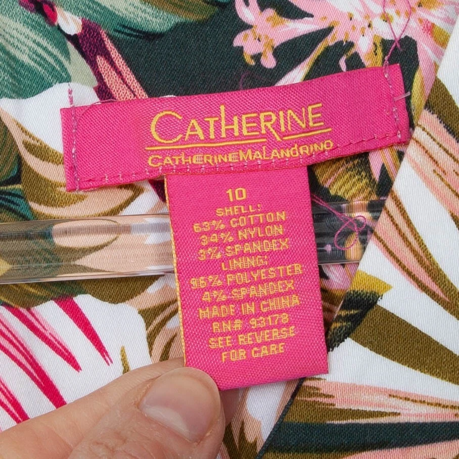 Платье-футляр Catherine Malandrino с цветочным рисунком тропическое офисное женское размер 10 - Изображение 3 из 4